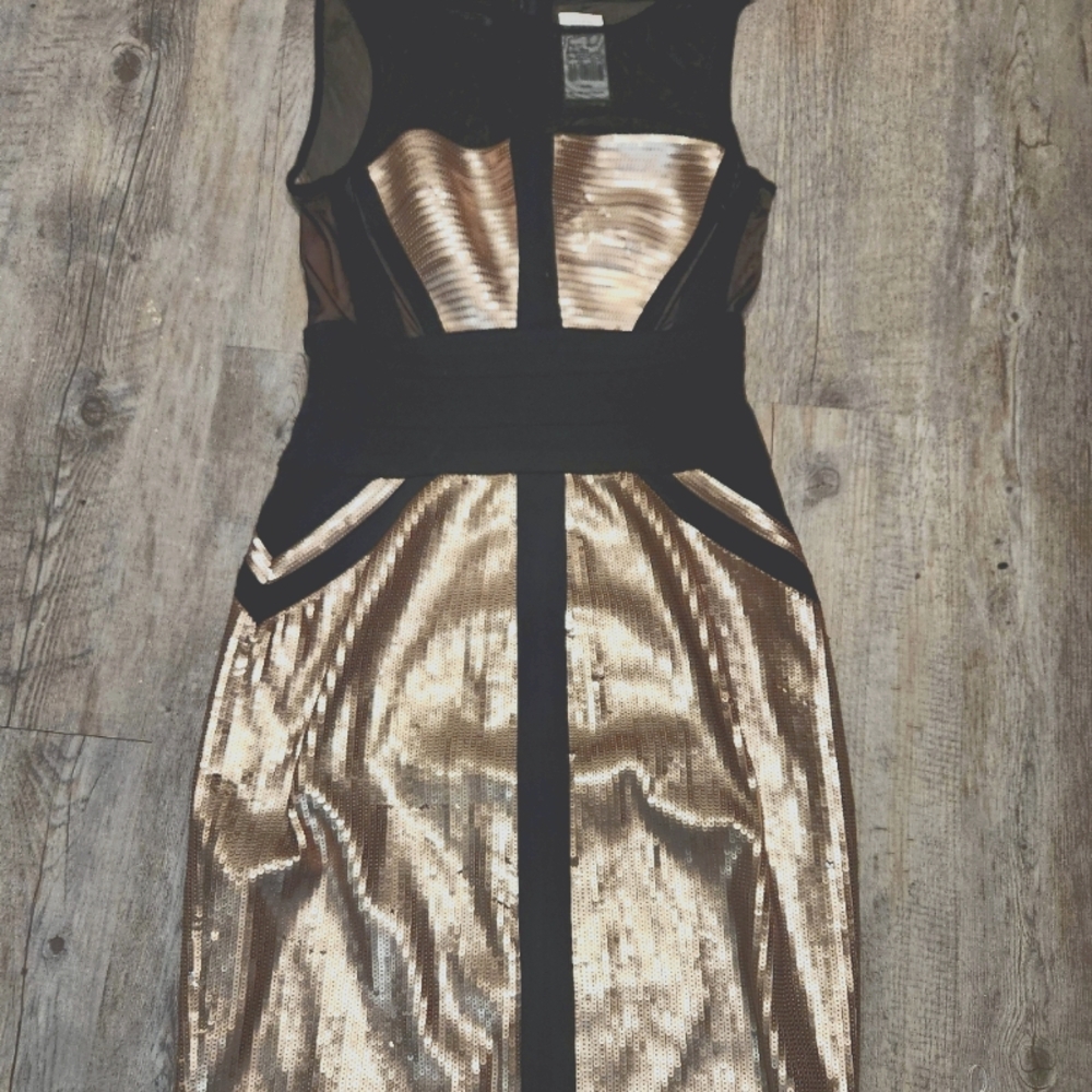 BCBGMAXAZRIA ROSE GOLD COCKTAIL DRESS SZ XS